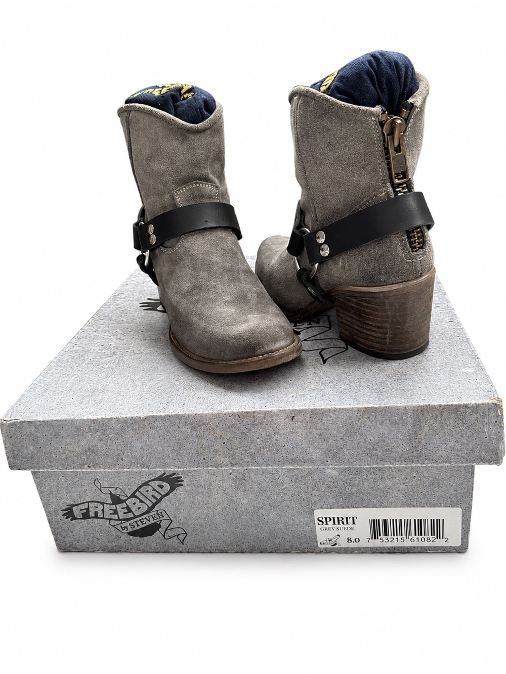 Freebird by Steven Spirit Grey Suede Harness Ankle Boots Size 8 NIB - Picture 13 of 16